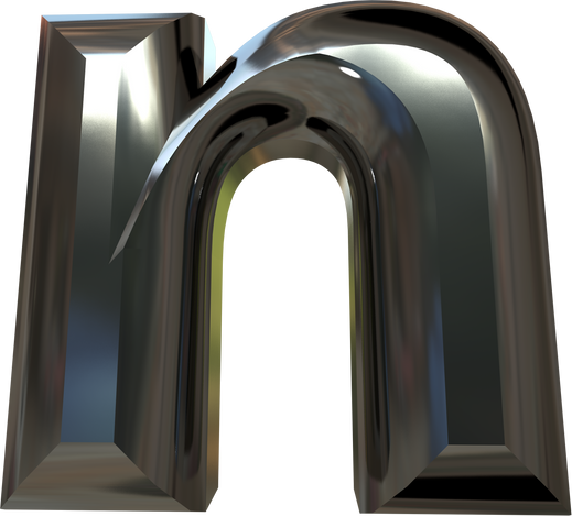 Silver Beveled Letters. 3D Letter N