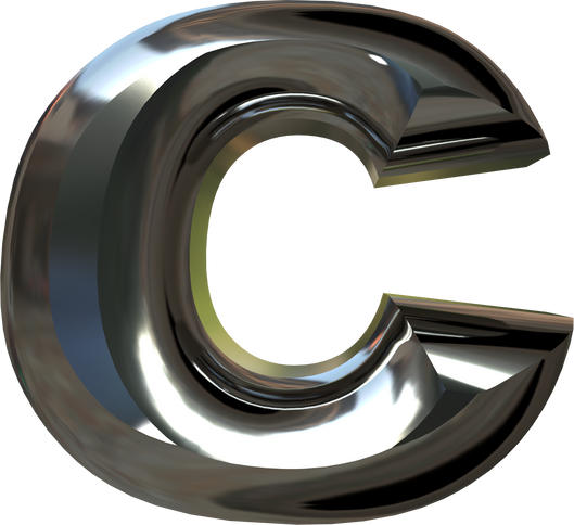 Silver Beveled Letters. 3D Letter C